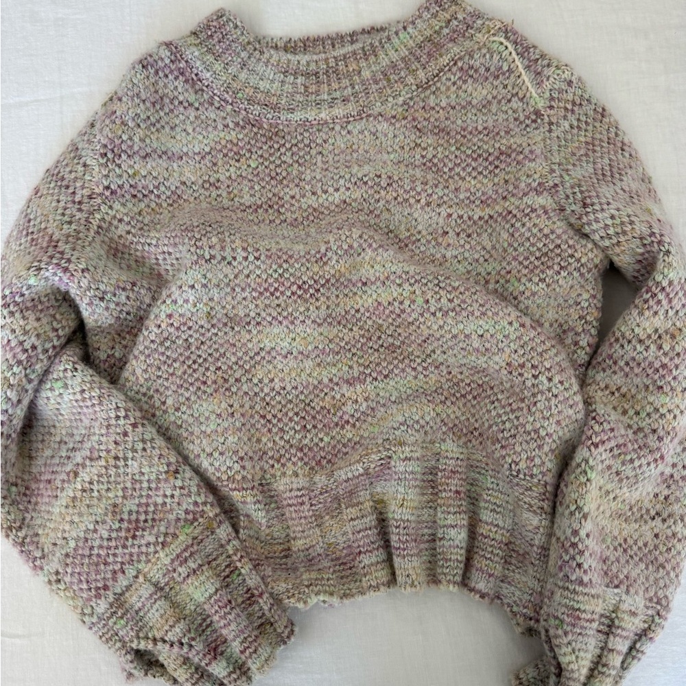 Free People multicolored cropped knit sweater